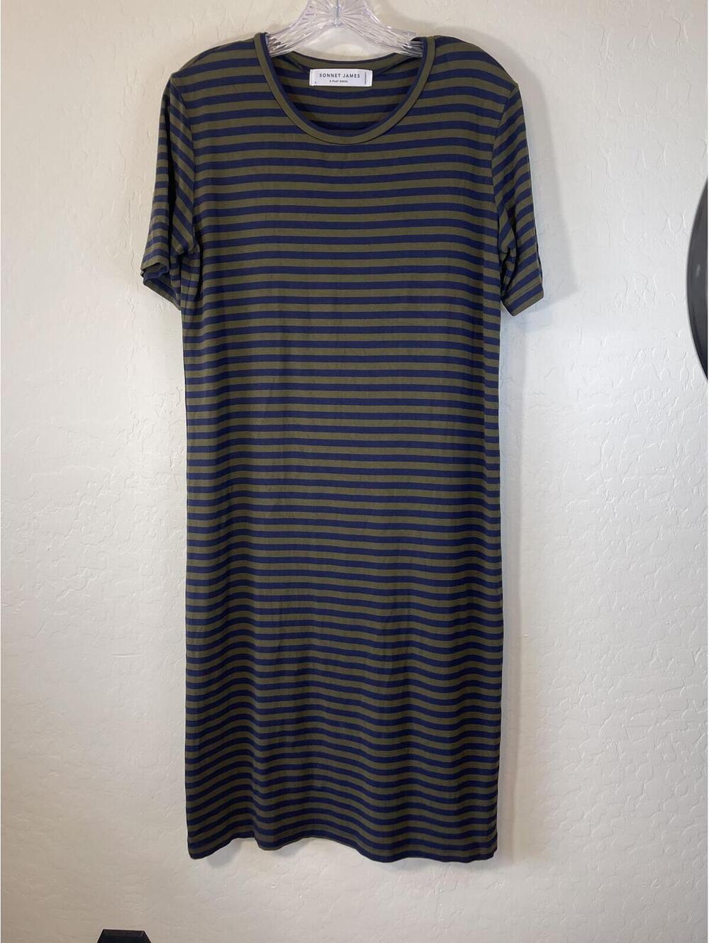 Sonnet James Striped Play Dress in Olive and Navy
